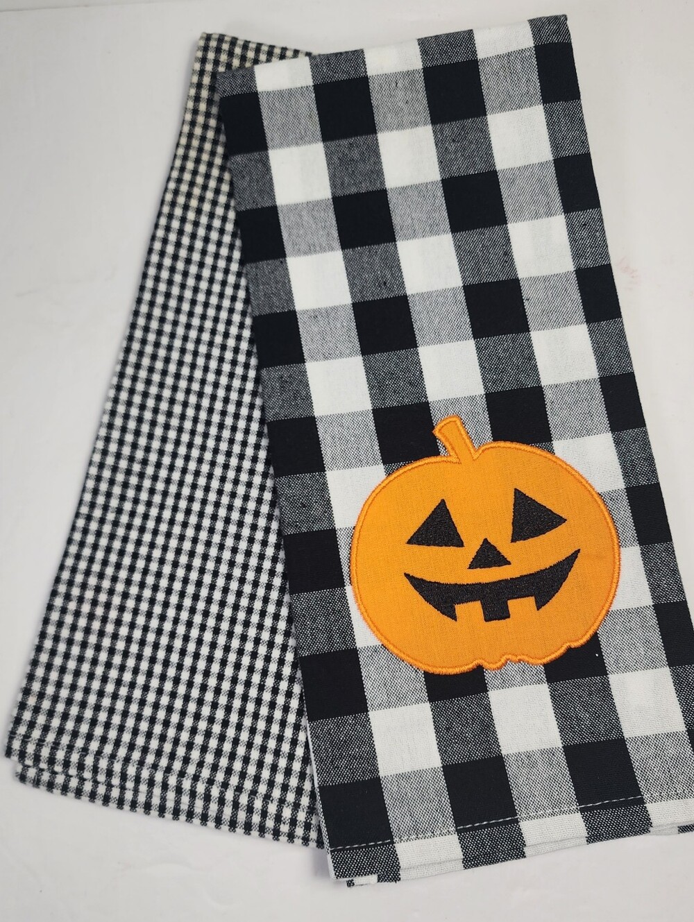 Design Imports Halloween Jack-O-Lantern Pumpkin Kitchen Towels NWOT Set of 2